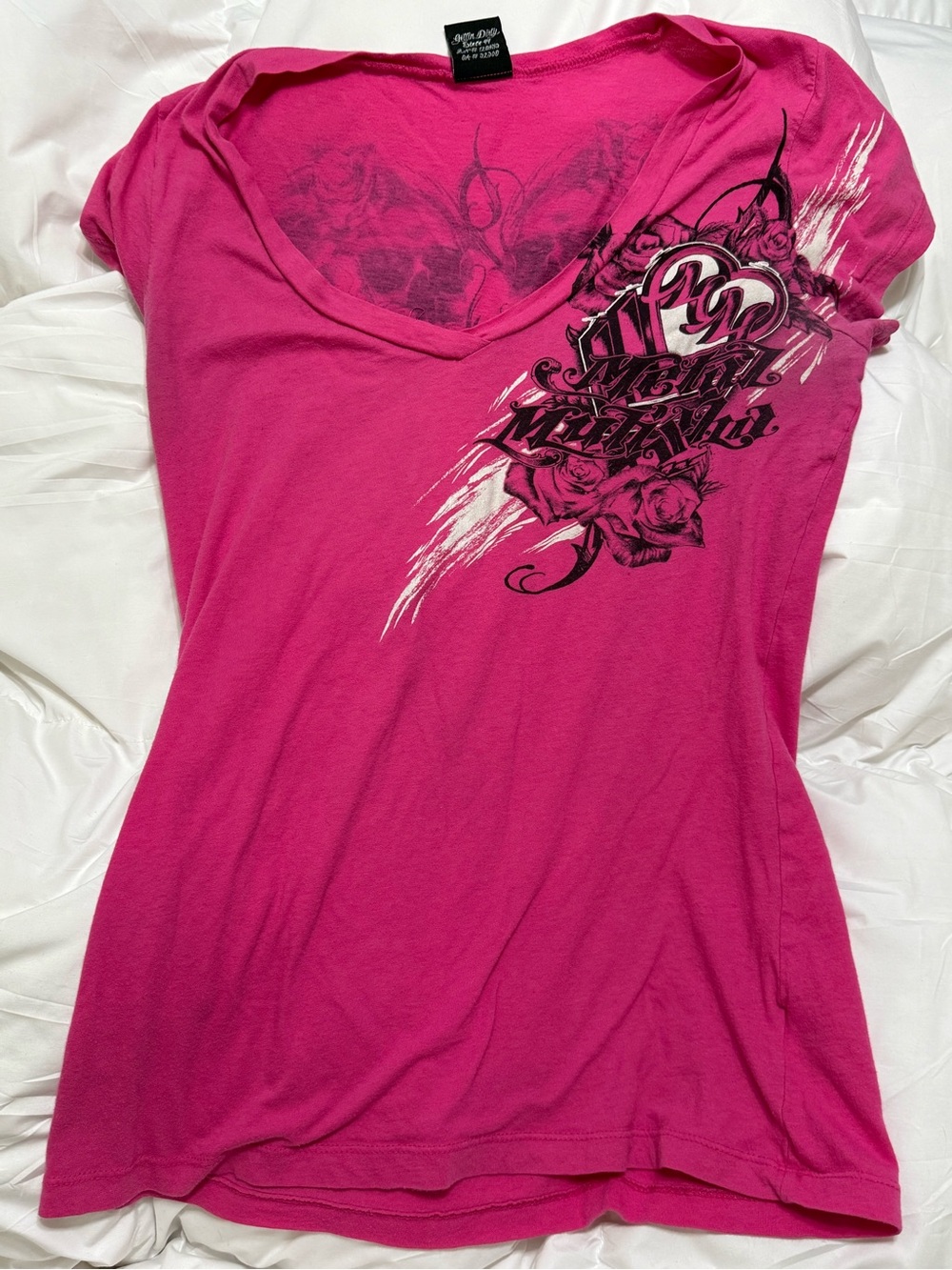 Metal Mulisha Women’s V-Neck Graphic Tee - Hot Pink